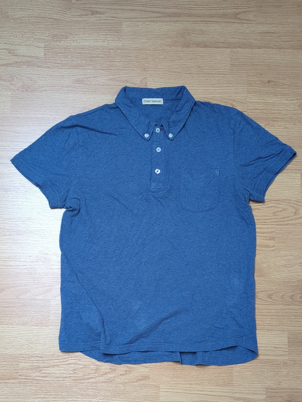 Oliver Spencer Blue Short-Sleeve Button Down Polo